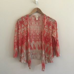Cardigan, Chicos, coral and tan (size 0)